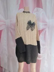 INGNI バイカラー リボン オーバーサイズ ニット ONE PIECE