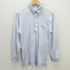 G■バーバリー/Burberrys 長袖ポロシャツ/チェック柄 コットン【M】水色/men's/102【中古】■