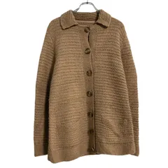 ニット セーター カーディガン レディース XL～ ライトブラウン 襟付き 古着卸 アメリカ仕入 a701-6576