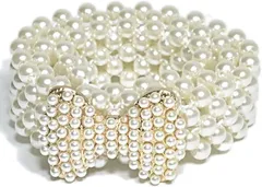 HARGIO(ハルジオ) ゴムベルト レディース パール パールベルト 4列 ワンピース ウエストベルト レディースベルト 飾りベルト 高見え 4列パール パーティー デザイン 2(デザイン(2),  Free Size)