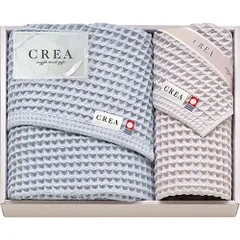 CREA×今治ワッフルソフト バスタオル&フェイスタオル ブルー バスタオル57×120cm、フェイスタオル31×80cm B1135607
