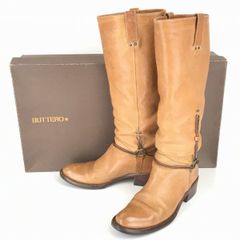 箱付きイタリア製BUTTERO/ブッテロ本革ロングブーツ【23.5/キャメル】ビブラムソール/リング装飾◆A7-62W<sale>