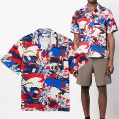 直営店●MONCLER●花柄コットンシャツドレス 直営店○MONCLER○花柄コットンシャツドレス