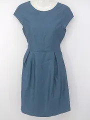 ◇ A day in the life UNITED ARROWS ウエストリボン パーティー 半袖 膝丈 ワンピース サイズ38 ブルー系 レディース P  【1307150002021】