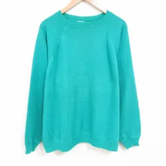 XL/古着 ヘインズ 長袖 スウェット メンズ 80s 無地 大きいサイズ ラグラン クルーネック 緑 グリーン 25may24 中古 スエット トレーナー 
