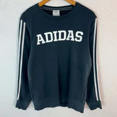 adidas アディダス スウェットトレーナー アーチロゴ 三本ライン ブラック Mサイズ メンズ 古着 スポーツMIX