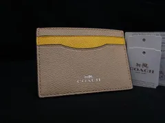 ■美品■ COACH コーチ レザー カードケース カード入れ パスケース 定期入れ レディース メンズ ブラウン系×イエロー系 DJ0258