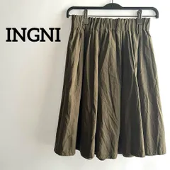 INGNIイングフレアスカートMグリーン緑シンプルかわいいウエストゴム