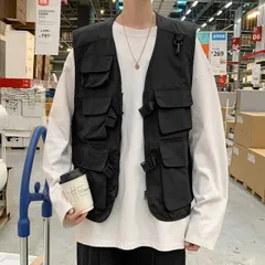 ベスト メンズ レディース トップス フィッシングベスト 多ポケット 多機能ベスト 釣り 男女兼用 キャンプ 山登りカジュアル 登山 作業 夏 軽量 多機能 ファッション 【haoqin01-black-l】
