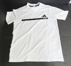 adidas アディダス ビッグアディダスロゴ 半袖 モックネックシャツ Mサイズ ホワイト☆0902-904/プラス・YS