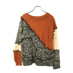 エリコヨシダ 長袖 ブロッキングデザイン ニット FREE オレンジ×ブラック系 ERIKO YOSHIDA セーター レディース