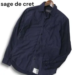 sage de cret サージュデクレ 通年★ ストライプ切替 長袖 シャツ Sz.S メンズ 紺 ネイビーのサムネイル