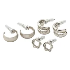 【シルバー×アソート】[Cream dot. クリームドット公式] 3点セット 金属アレルギー ニッケルフリー c型 フープ ワイド ツイスト サークル 大人 上品 エレガント カジュアル シンプル  