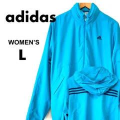 【古着】adidas アディダス ジップジャケット フード内蔵 パーカー レディースL 2XOT相当 ターコイズブルー 薄手 裏地あり ジム ヨガ スポーツウェアにも◎