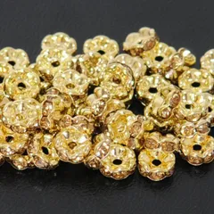 50個　波ロンデル　ライトコロラドトパーズ　　(サイズ　5mm 6mm 7mm 8mm 、台座カラー　シルバー　ゴールド　選択可能) スペーサー　ブレスレット　アンクル　ネックレス　イヤリング　ピアス　ハンドメイド　アクセサリー　パーツ