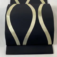 開き名古屋帯 秀品 立涌 金彩 茶紫 正絹 【中古】