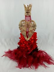 フィリコ　空き瓶　メタルウィング　羽・お花つき　かわいい　インテリア　オブジェ　レッド