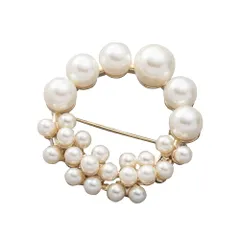 【ゴールド×ワンサイズ】[Cream dot. クリームドット公式] ブローチ フォーマル 卒業式 卒園式 入学式 入園式 ママ スーツ ピン 回転式 安 パール サークル ハーフデザイン コサージュ 華やか 上品 大人 