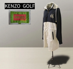 【KENZO】ケンゾーゴルフ　ナイロン　ハーフコート　 オーバーサイズ　ホワイト＆ネイビー系