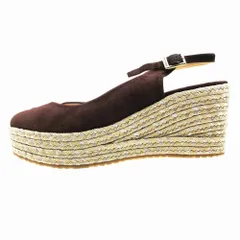 JIMMY CHOO ジミーチュウ エスパドリーユ スエード サンダル ウェッジソール バックストラップ 40 25cm ブラウン レディース 【中古】