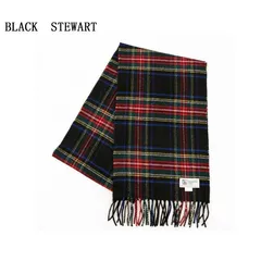 ジョンストンズ JOHNSTONS OF ELGIN ストール 180x25cm 　小判　カシミア100％ BLACK　STEWART