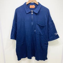 keboz ケボズ ハーフジップ ニットポロシャツ 半袖 Lサイズ ネイビー