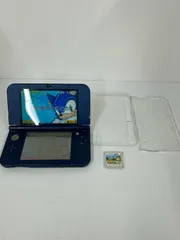 ●【通電確認済】New Nintendo 3DSLL メタリックブルー とびだせ動物の森 ケース付【ゲーム機本体】【1】