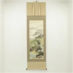 掛け軸 宮島龍石 水墨山水 絹本 希少 軸装 茶道具 掛軸 美品 です。 掛け軸本舗 水墨山水掛軸(掛け軸） 宮島龍石