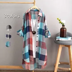 ネルシャツ シャツ ブラウス レディース ブロックチェック チェックシャツ オーバーシャツ トップス チェック柄 ロングシャツ 羽織 襟付き 長袖 白 大きいサイズ ゆったり きれいめ おしゃれ 春