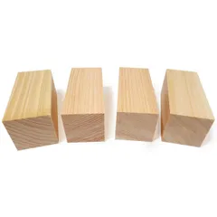 新品 木 木材 角材 ブロック 彫刻用 木彫り ひのき 桧 国産 【 40mm × 40mm × 100mm 節なし 4本セット 】