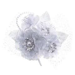 日本製ポピーブーケコサージュ 入学式 入園式 卒業式 卒園式 結婚式 式典 謝恩会 演奏会 発表会 (シルバー)