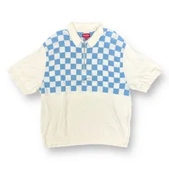 【定番限定SALE】シュプリームポロシャツ　22SS 春夏　Lサイズ！チェッカー　半袖　大きい　青 トップス