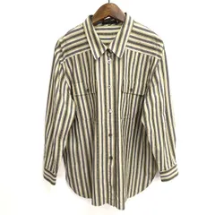 #a レリアン Leilian シャツ ブラウス 9号 マルチ ストライプ 長袖 刺繍柄 レディース [963022] k01