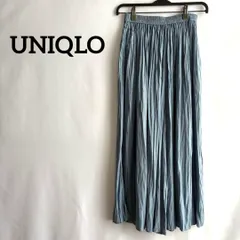 UNIQLOユニクロS青ブルーワイドパンツガウチョズボン無地くすみカラー上品