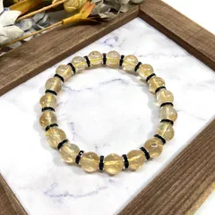 シトリン パワーストーン ブレスレット 8mm 11月誕生石  BK メンズ・レディース 男性・女性  数珠 ◇