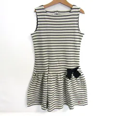 プチバトー ワンピース トップス ノースリーブ ボーダー柄 未使用品 キッズ 女の子用 10ans/140cmサイズ 白×紺 PETIT BATEAU