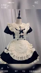 メイド服 ロリータ フランス風 可愛い フライングスリーブ エプロン ワンピース 修身MT130