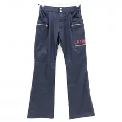 【超美品】ルコックゴルフ パンツ ネイビー ロゴ刺しゅうピンク レディース 7 ゴルフウェア le coq sportif