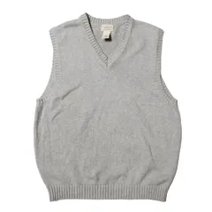 90's 00's LLビーン L.L.Bean Ｖネック コットン ニット ベスト (M) 霜降り灰 無地 00年代 旧タグ オールド アウトドア アメリカ古着 USED ビンテージ ヴィンテージ
