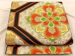 平和屋着物◎六通柄袋帯　唐織　蜀江花文　金銀糸　正絹　逸品　BAAT5745xa