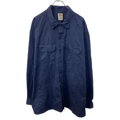Dickies 長袖 ワークシャツ 3XL ネイビー ディッキーズ ボタン ビッグサイズ 胸ポケット シンプル ワーク 古着卸 アメリカ仕入 a709-6011