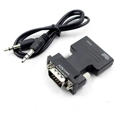 【在庫セール】HDMI to VGA 変換 アダプタ 音声出力 1080P HDMI(メス)からVGA（オス）へ変換ケーブル ビデオ変換アダプター パソコン/ノートパソコン/PC/プロジェクター/HDTVなどに対応.