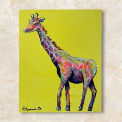 F3号】【2025年制作】【キリン 全身】キャンバス 原画 絵画 動物画