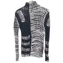 ISSEY MIYAKE イッセイミヤケ 90s オールド 日本製 総柄 長袖 ハイネック カットソー M ブラック レディース 古着