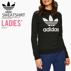 adidas (アディダス) WOMENS TREFOIL CREWNECK SWEATSHIRT (トレフォイル クルーネック スウェットシャツ) プルオーバー トップス BLACK (ブラック) DV2612