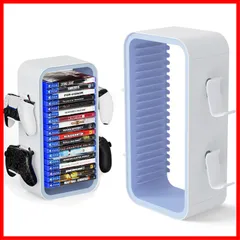 ブルーレイ【18枚収納可能+コントローラーホルダー付き】ゲームカセット 便利グッズ X/Switch & 省スペース S Series 縦置きスタンド. PS5/PS4/PS3/Xbox OYO-1 ストレージスタンド 収納タワー (白/ブルー) wigmoa