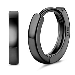 【在庫処分】黒 シルバー 13mm つけっぱなし フープピアス フープピアス シンプル 男女兼用 金属アレルギー対応 シルバー925 人気 プレゼント レディース リング ピアス ピアス ジルコン 両耳用 メンズ JeryWe