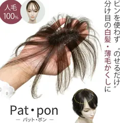 【アウトレット】人毛100％総手植え『パッとポン』黒ネット☆彡リクエストにお答えしまして数量限定再入荷今話題のピン不要の部分ウィッグ。パッとつけてポンと押さえるだけ。簡単取り付け