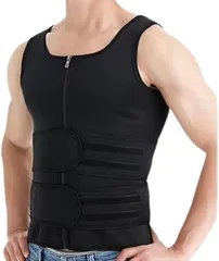 Tochi Wish サウナスーツ 筋トレ トレーニングウェア コルセット タンクトップ スポーツウェア 腹筋 トレーニングベルト サウナベスト(ブラック,  2XL)