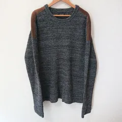 (^w^)b ZARA MAN ザラ マン 長袖 セーター ニット 丸首 クルーネック トップス タウンユース 切り替え オシャレ シンプル カジュアル グレー系 ブラウン メンズ サイズXL